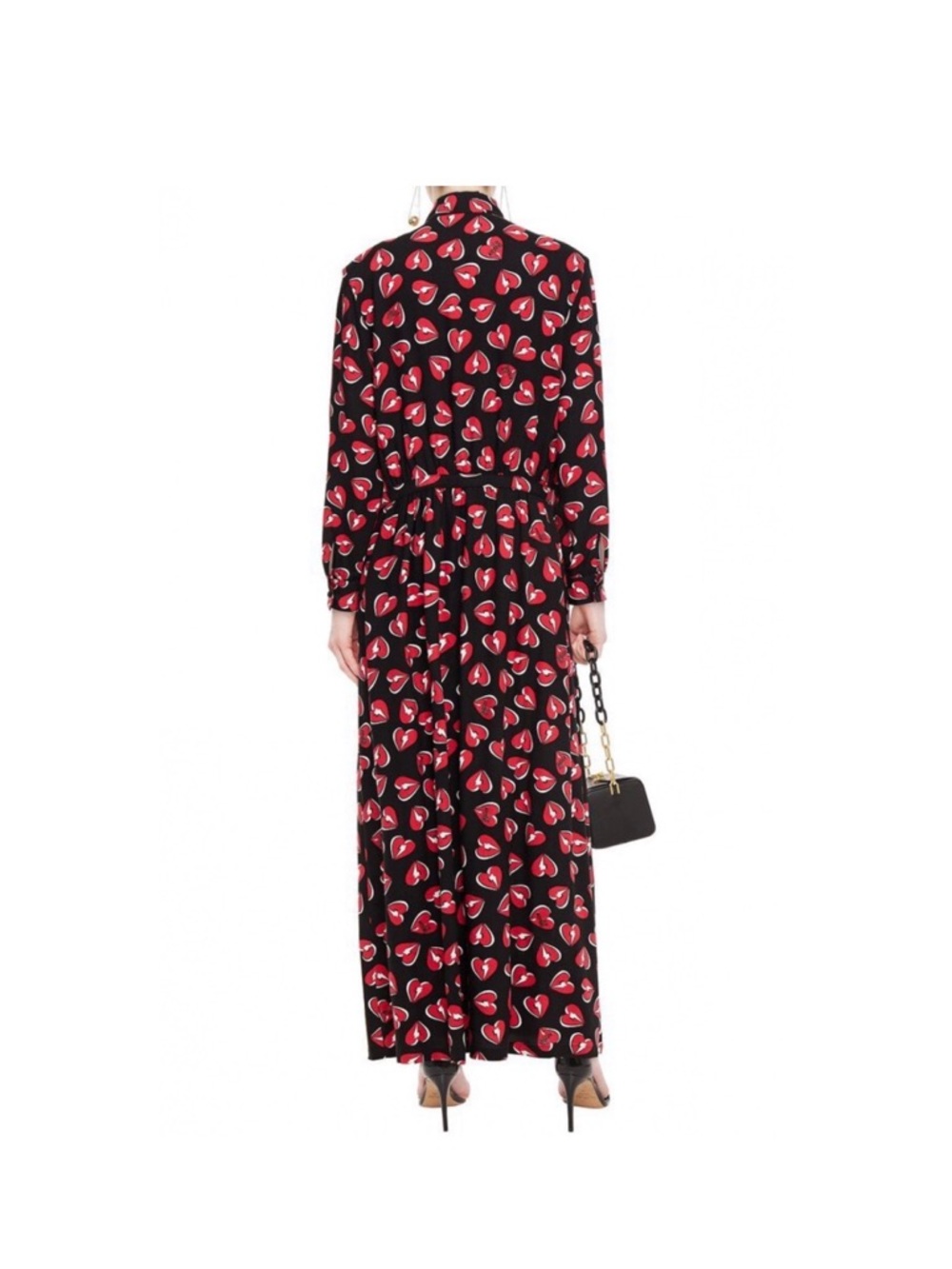 Love Moschino Black Maxi Dress with Red Heart Print - Picture 2 of 5